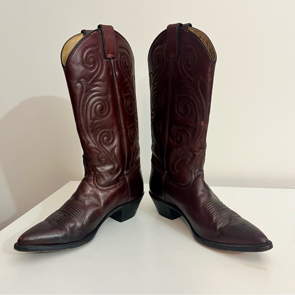 Vintage Tony Lama Red Leather Boots Size 8 - Picture 4 of 14